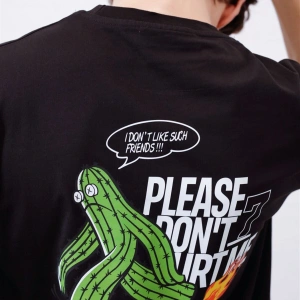 Unisex Please Dont Hurt Me Siyah Tshirt