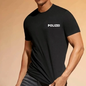 Unisex Polizei Baskılı T-shirt