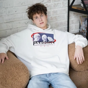 Unisex Pressure Sweatshirt Hoodie Beyaz