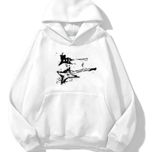 Unisex Punk Gitar Sweatshirt Beyaz