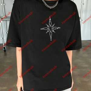 Unisex Pusula Baskılı Tshirt Beyaz