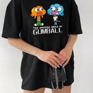 Unisex Rahat Kesim Gumball Karakter Oversize T-shirt