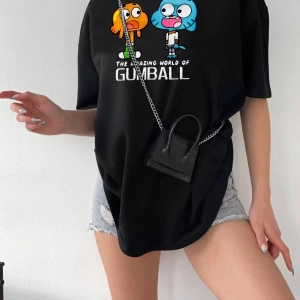 Unisex Rahat Kesim Gumball Karakter Oversize T-shirt