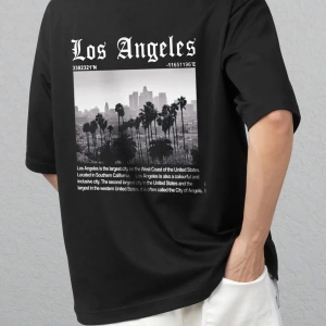 Unisex Rahat Kesim Los Angeles Oversize T-shirt