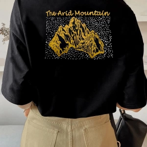 Unisex Rahat Kesim Mountain Oversize T-shirt