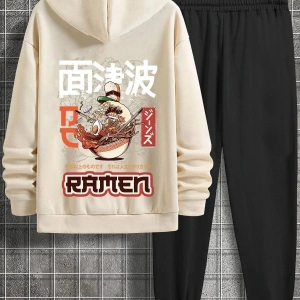 Unisex Ramen Baskılı Eşofman Takımı KP-GRI-RAMEN-ESH-GRI
