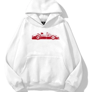 Unisex Red Cabrio Sweatshirt Beyaz
