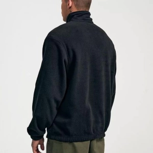 Unisex Relaxed Fit Yarım Fermuarlı Dik Yaka Sweatshirt  melanj Gri
