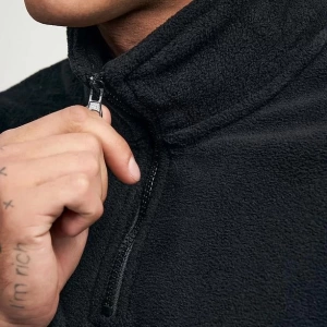 Unisex Relaxed Fit Yarım Fermuarlı Dik Yaka Sweatshirt  melanj Gri
