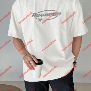 Unisex Reverse Baskılı Tshirt Beyaz