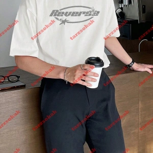 Unisex Reverse Baskılı Tshirt Beyaz
