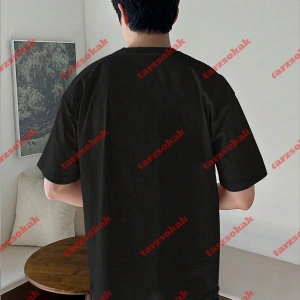 Unisex Reverse Baskılı Tshirt Siyah