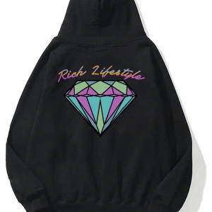 Unisex Rich Lifestyle Sweatshirt Hoodie Siyah
