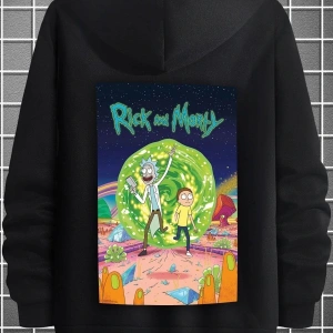 Unisex Rick And Morty Baskılı Sweatshirt TY-siyah-rickmorty