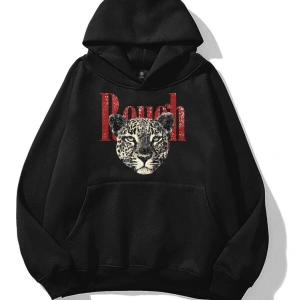 Unisex Rough Leopar Sweatshirt Siyah