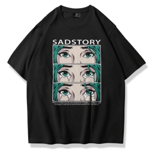 Unisex Sad Story Tshirt Siyah