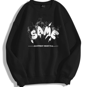 Unisex Same Bisiklet Yaka Sweatshirt Gri
