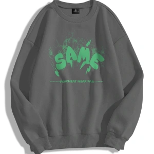 Unisex Same Bisiklet Yaka Sweatshirt Gri