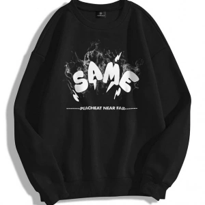 Unisex Same Bisiklet Yaka Sweatshirt Siyah