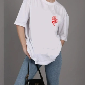 Unisex Şanslı Dragon Rahat Kesim Oversize T-shirt