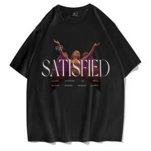 Unisex Satisfied Siyah Tshirt