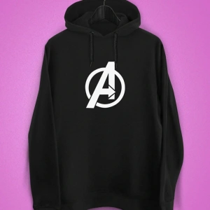 Unisex Siyah Avengers Baskılı Sweatshirt