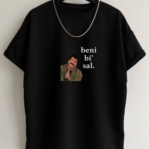 Unisex Siyah Beni Bi Sal Baskılı Bisiklet Yaka Tshirt