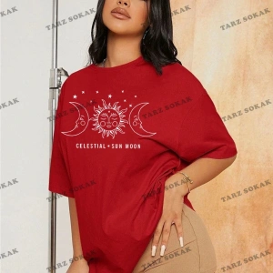 Unisex Siyah-Beyaz Baskılı 2 Farklı Renk Oversize Boyfriend