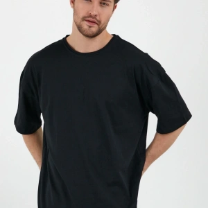 Unisex Siyah Beyaz Oversize Bol Kesim Basic 2 Li Paket Tshirt