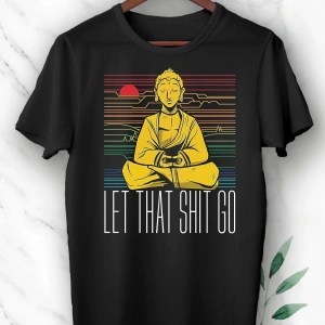 Unisex Siyah Buda Baskılı Tişört