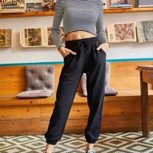 Unisex Siyah Cepli Beli Bağcıklı Basic Eşofman Altı Jogger