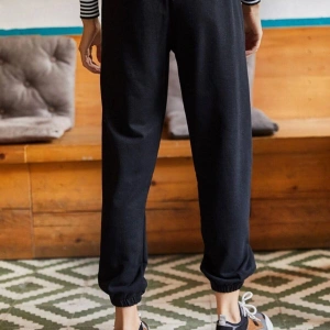 Unisex Siyah Cepli Beli Bağcıklı Basic Eşofman Altı Jogger