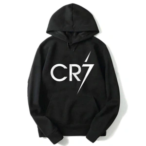 Unisex Siyah Cr7 Baskılı Sweatshirt Kapüşonlu Sw100