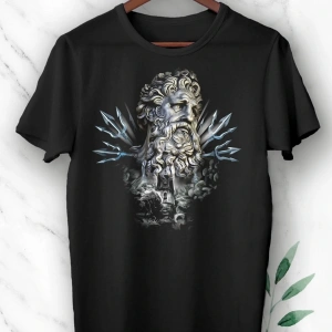 Unısex Siyah Denizler Tanrısı Poseidon Baskılı T Shirt