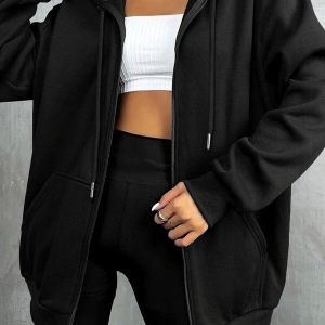 Ünisex Siyah Fermuarlı Oversize Sweatshirt NEW YORK21