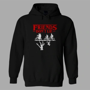 Unisex Siyah Friends Dont Lie Stranger Things  Hoodie