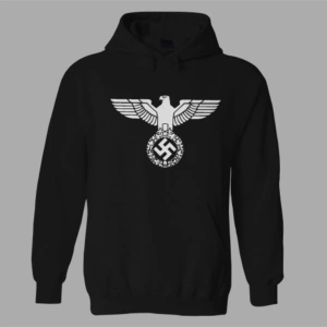 Unisex Siyah German Eagle Hoodie Sweatshirt