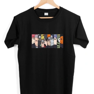 Unisex Siyah Naruto Baskılı Tişört