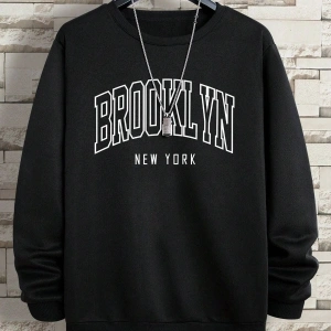 Unisex Siyah Oversize Kırmızı Brooklyn Baskılı Sweatshirt yenibrooklynsw12
