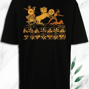 Unisex Siyah Oversize Mitoloji Truva Prensi Hektor Baskılı Tişört