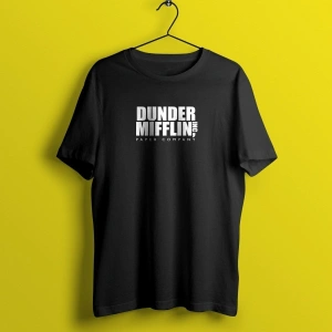 Unisex Siyah The Office Baskılı T-shirt