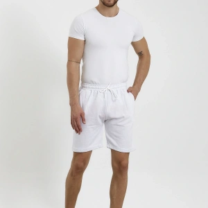 Unisex Slim Fitt Beyaz 2 Iplik Yazlık Ince Spor Şort