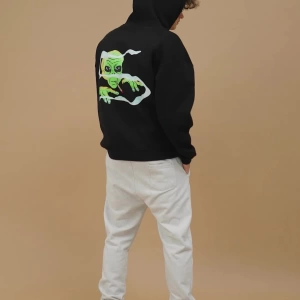 Unisex Smoking Alien Sweatshirt Hoodie Siyah