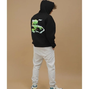 Unisex Smoking Alien Sweatshirt Hoodie Siyah