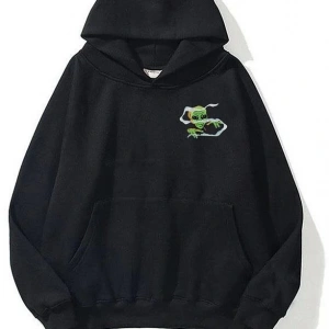 Unisex Smoking Alien Sweatshirt Hoodie Siyah