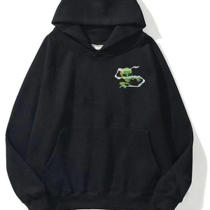 Unisex Smoking Alien Sweatshirt Hoodie Siyah