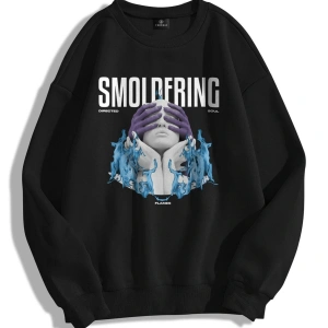 Unisex Smoldering Bisiklet Yaka Sweatshirt Siyah