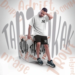 Unisex Şort Takım Ny Ci?ty Letter Graphic Drawstring Waist