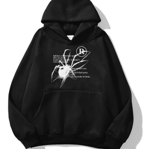 Unisex Spider R Sweatshirt Hoodie Siyah