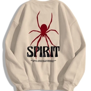 Unisex Spirit Bisiklet Yaka Sweatshirt Hoodie Gri